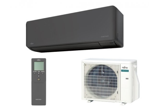 FUJITSU AIRSTAGE ASEH12KMCG-B/AOEH12KMCG Oldalfali split klíma készlet (Fekete) WIFI 3,4 kW Hősz. Inver. R32